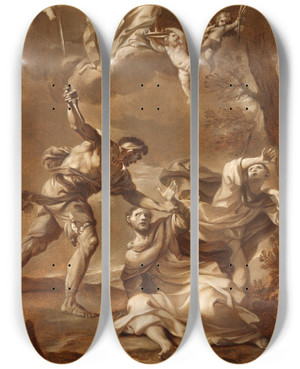 Triptych art skateboard deck of Felice Torelli Martyrdom Of Saint Peter Martyr by Felice Torelli (1667-1748)