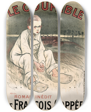 Triptych art skateboard deck of Thophile Alexandre Steinlen The Culprit by Theophile Alexandre Steinlen (1859-1923)