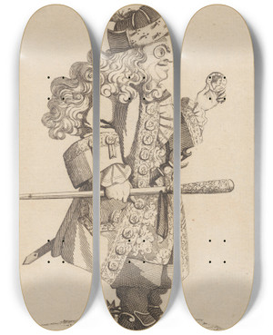 Triptych art skateboard deck of Mary Darly The Antiquarian by Mary Darly (1756-1779)