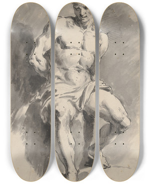 Triptych art skateboard deck of Pietro Antonio Novelli A Seated Slave by Pietro Antonio Novelli (1729-1804)