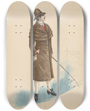 Triptych art skateboard deck of Will R Barnes Terencecoachman by Will R Barnes (1939)