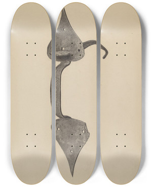Triptych art skateboard deck of Jack Staloff Door Handle With Thumb Press_1 by Jack Staloff