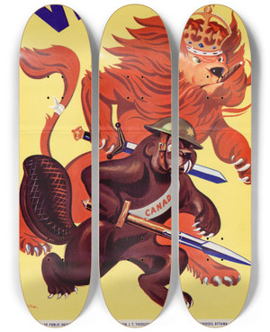 Triptych art skateboard deck of Wilcox To Victory by Wilcox (20-)