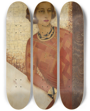 Triptych art skateboard deck of Jean Dunand Juliette De Saint Cyr by Jean Dunand (1877-1942)