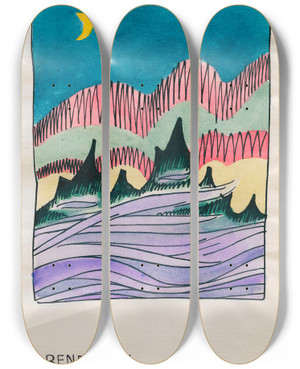 Triptych art skateboard deck of Karl Wiener Abendnebel by Karl Wiener (1901-1949)