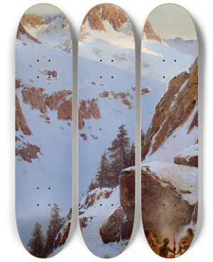 Triptych art skateboard deck of Henry Farny The Day Is Done by Henry Farny (1847-1916)