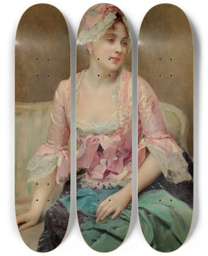 Triptych art skateboard deck of Raimundo De Madrazo Y Garreta Portrait Of Aline Mason by Raimundo De Madrazo Y Garreta (1841-1920)