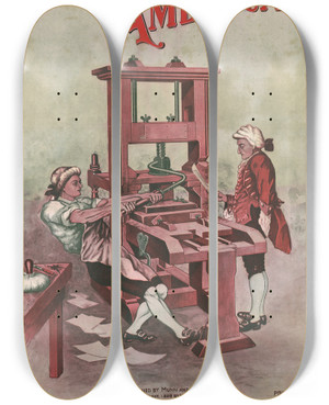 Triptych art skateboard deck of C Figaro Scientific American by C Figaro (20-)