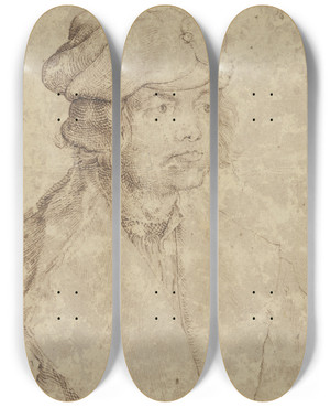Triptych art skateboard deck of Albrecht Drer Portrt Des Jobst Plankfelt by Albrecht Durer (1471-1528)