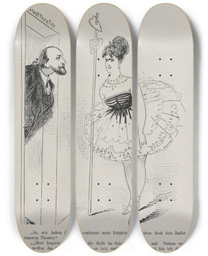 Triptych art skateboard deck of Karel Klic Bilderbuch Fur Hagestolze Pl027 by Karel Klic (1841-1926)