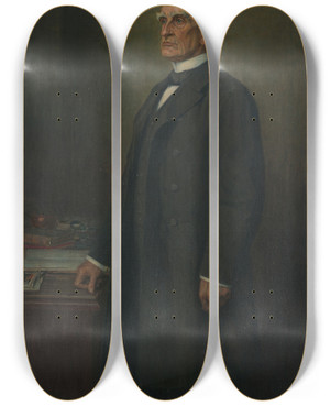 Triptych art skateboard deck of Ferdinand Kruis Der Minister Ignaz C Von Plener by Ferdinand Kruis (1869-1944)