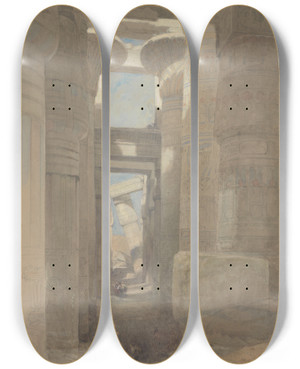Triptych art skateboard deck of David Roberts The Great Temple Of Amon Karnak The Hypostyle Hall by David Roberts (1796-1864)