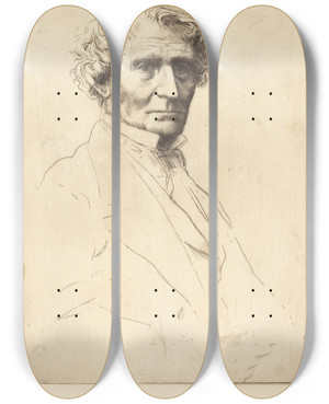 Triptych art skateboard deck of Alphonse Legros Hector Berlioz by Alphonse Legros (1837-1911)
