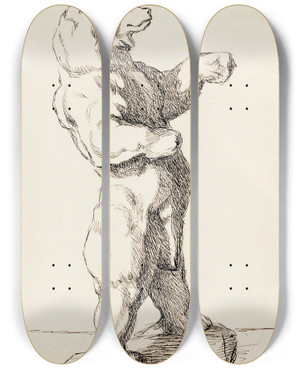 Triptych art skateboard deck of Helene Schjerfbeck Takajaloillaan Seisova Karhu Veistoksen Mukaan by Helene Schjerfbeck (1862-1946)