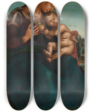Triptych art skateboard deck of Luca Signorelli The Madonna And Child by Luca Signorelli (1470-1523)