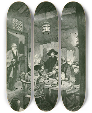 Triptych art skateboard deck of Hans Tegner Fairy Tales And Stories Pl05 by Hans Tegner (1853-1932)