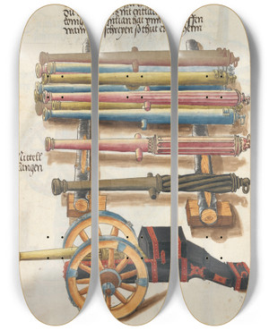 Triptych art skateboard deck of Jorg Kolderer Maximiliani Konig Zeughauss Pl09 by Jorg Kolderer (1465-1540)