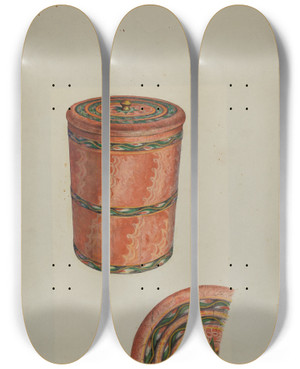 Triptych art skateboard deck of Ethelbert Brown Pa German Sugar Tub by Ethelbert Brown