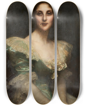 Triptych art skateboard deck of Pascaladolphejean Dagnanbouveret Portrait De Fanny Thrse Reinach by Pascal-Adolphe-Jean Dagnan-Bouveret (1852-1929)