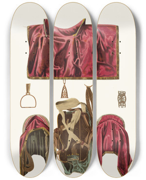 Triptych art skateboard deck of Fedor Grigoryevich Solntsev Sedlo Kn Dm Mikh Pozharskago by Fedor Grigoryevich Solntsev (1801-1892)