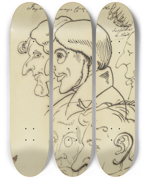 Triptych art skateboard deck of Eduard Von Steinle Fay Strangway Und Blittersdorf by Eduard Von Steinle (1810-1886)