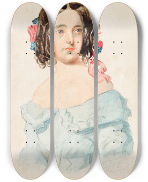 Triptych art skateboard deck of Franz Von Matsch Mdchenportrt by Franz Von Matsch (1861-1942)