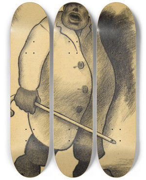 Triptych art skateboard deck of Karl Wiener Hausherr by Karl Wiener (1901-1949)