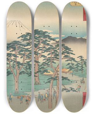 Triptych art skateboard deck of And Hiroshige Fujisawa_1 by Ando Hiroshige (1797-1858)