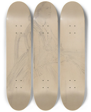 Triptych art skateboard deck of Edgar Degas Femme Assise by Edgar Degas (1834-1917)