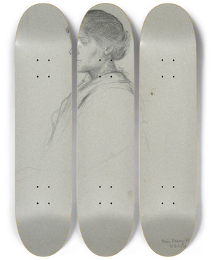 Triptych art skateboard deck of Otto Scholderer Bildnis Miss Fanny Kingdon by Otto Scholderer (1834-1902)
