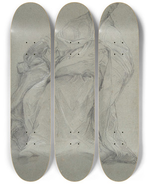 Triptych art skateboard deck of Carlo Maratti Study For A Seated Prelate Saint Gregory The Great by Carlo Maratti (1625-1713)