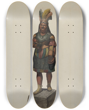 Triptych art skateboard deck of John Davis Cigar Store Indian_2 by John Davis
