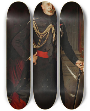 Triptych art skateboard deck of John Singer Sargent Portrait Of Arthur Duke Of Connaught by John Singer Sargent (1856-1925)