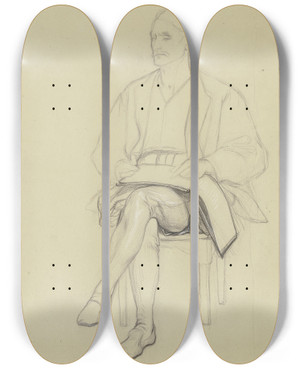 Triptych art skateboard deck of Victor Mller Sitzender Hartmut Aus Ritter Hartmut Von Kronberg Bei Dem Reformator Oecolampadius In Basel by Victor Muller (1829-1871)