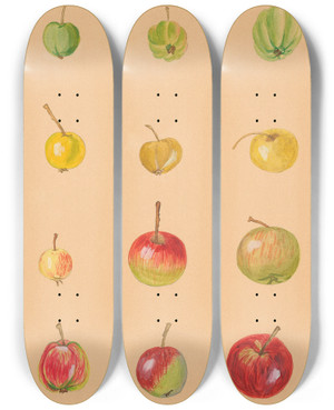 Triptych art skateboard deck of Nikolai Ivanovich Vavilov The Wild Apples Of Middle Asia by Nikolai Ivanovich Vavilov (1887-1943)