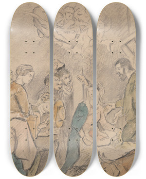 Triptych art skateboard deck of Peter Paul Rubens The Adoration Of The Shepherds_2 by Peter Paul Rubens (1577-1640)