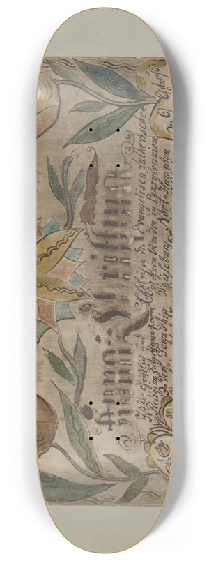 Albert Levone - Pa. German Birth Certificate 8.25 inch art skate deck