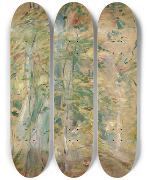 Triptych art skateboard deck of Berthe Morisot Tude De Fort by Berthe Morisot (1841-1895)