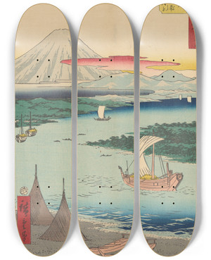 Triptych art skateboard deck of And Hiroshige Ejiri_1 by Ando Hiroshige (1797-1858)