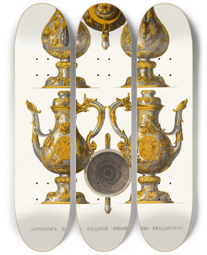 Triptych art skateboard deck of Fedor Grigoryevich Solntsev Voronok Tsaritsy Evdokii Voinokiniakh Eleny Feodorovny by Fedor Grigoryevich Solntsev (1801-1892)