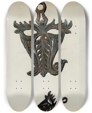 Triptych art skateboard deck of Elmer Weise Flat Iron Stand by Elmer Weise