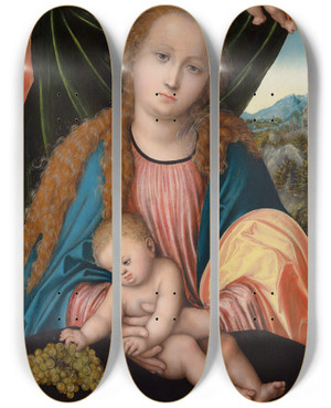 Triptych art skateboard deck of Lucas Cranach The Elder Virgin And Child_2 by Lucas Cranach The Elder (1472-1553) Triptych art skateboard deck of Lucas Cranach The Elder Virgin And Child_2 by Lucas Cranach The Elder (1472-1553)