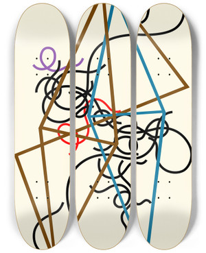 Triptych art skateboard deck of Myriam Thyes Linien Geometrisch Und Gewellt_2 by Myriam Thyes (1963)