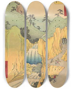 Triptych art skateboard deck of And Hiroshige Sakanoshita by Ando Hiroshige (1797-1858)
