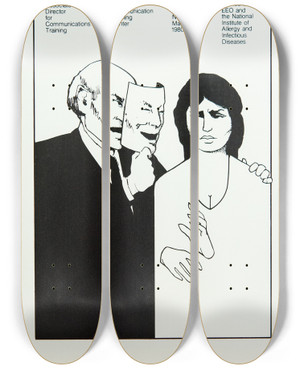 Triptych art skateboard deck of National Institutes Of Health Sexual Harassment by National Institutes Of Health (1887)
