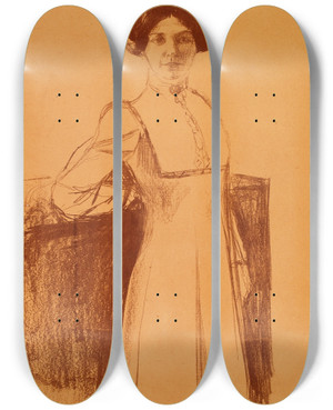 Triptych art skateboard deck of Edvard Munch Portrait Of Mrta Sandal by Edvard Munch (1863-1944)