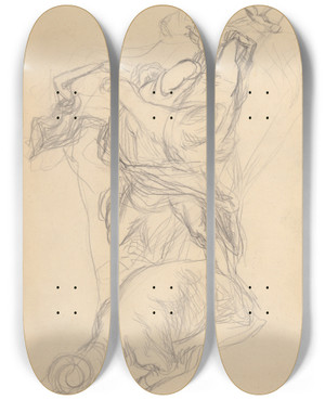 Triptych art skateboard deck of Jn Novk Figurlna Kompozcia_2 by Jan Novak (1921-1944)