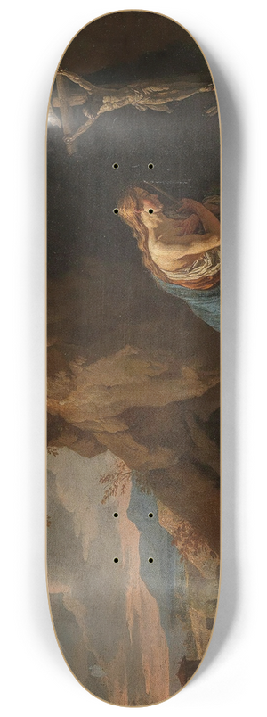 Flemish School - Landscape with the Penitent Mary Magdalene 8.25 inch art skate deck