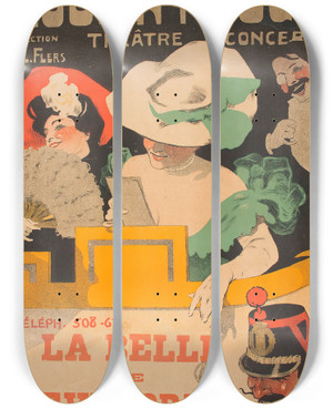 Triptych art skateboard deck of Julesalexandre Grn La Belle De Newyork by Jules-Alexandre Grn (1868-1934)