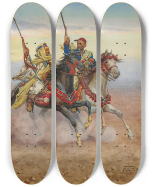 Triptych art skateboard deck of Giulio Rosati Two Horsemen by Giulio Rosati (1858-1917) Triptych art skateboard deck of Giulio Rosati Two Horsemen by Giulio Rosati (1858-1917)